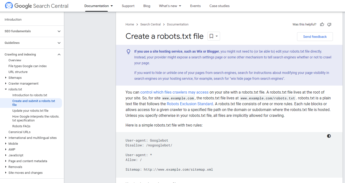 Create robots.txt and add link to sitemap.xml
