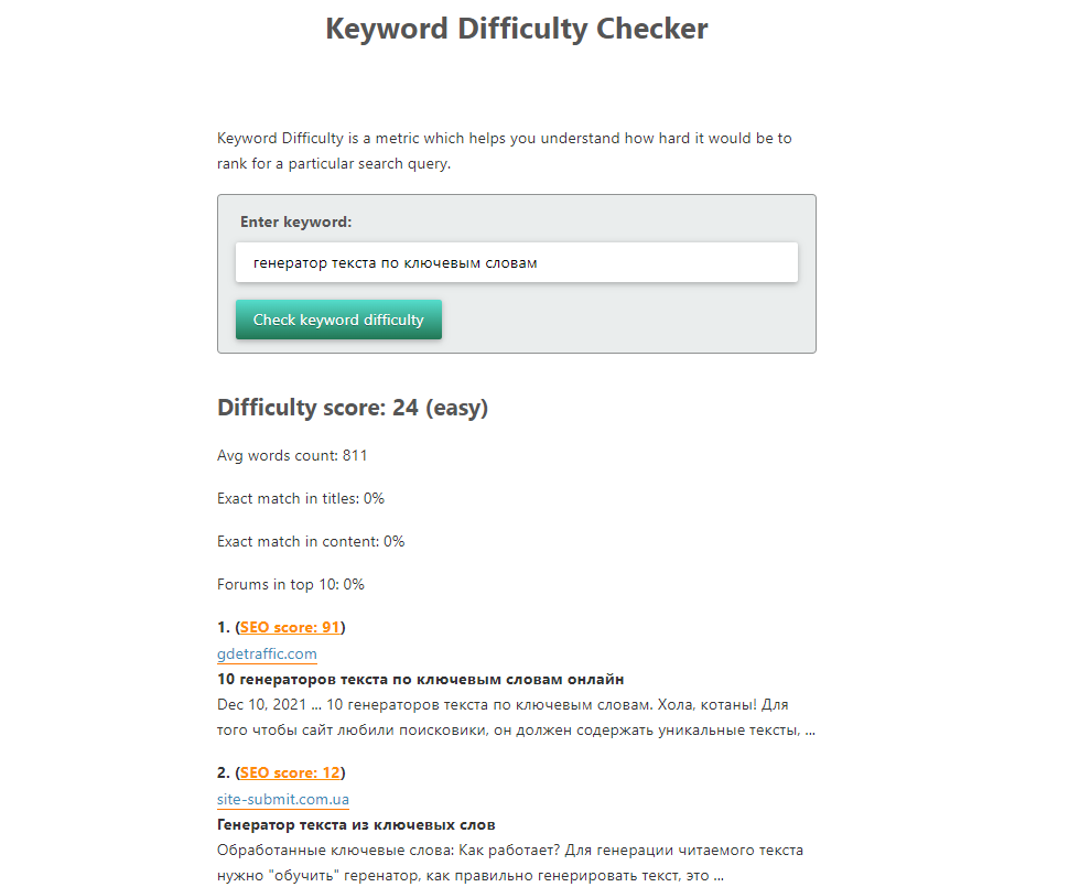 Keyword Difficulty Checker